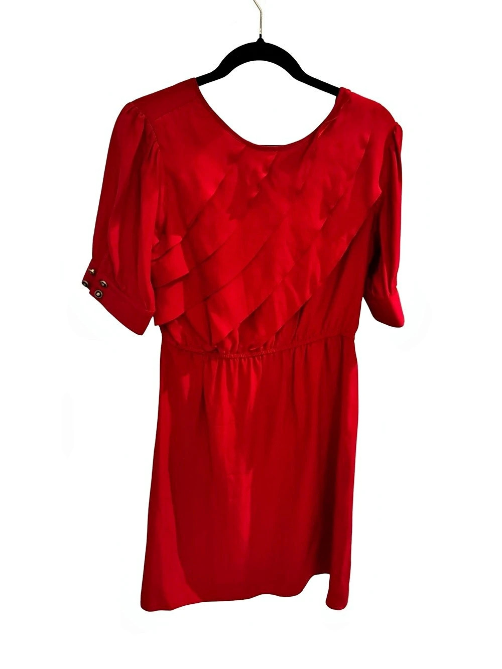 Yumi Silk Ruffle Mini Dress in Valentine Red — Size 10 — Like New